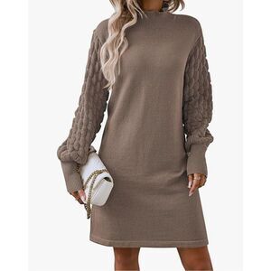 NEW Long Sleeve Sweater Dress Knit Mini Pullover Dress L